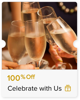 100% Off Two Glasses of Champagne or a Bottle of Wine